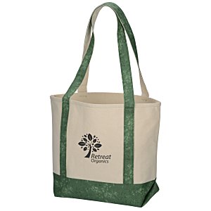 Two-Tone Accent Gusseted Tote Bag - Distressed Print Main Image