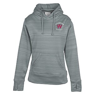J. America Striped Poly Fleece Hoodie - Ladies' - Embroidered Main Image