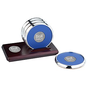 Four Coasters with Medallion Solid Cherry Stand-Round Medallion Main Image