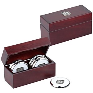 Six Coasters with Solid Cherry Chest - Square Medallion Main Image