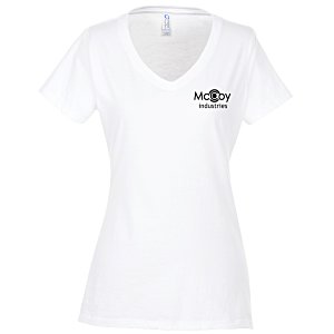 Team Favorite 4.5 oz. V-Neck T-Shirt - Ladies' - White - Screen Main Image