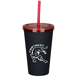 Matte Rubberized Tumbler with Straw - 16 oz. Main Image