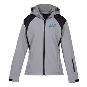 Contrasting Color Hooded Soft Shell Jacket - Ladies' Main Image