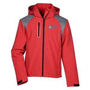Contrasting Color Hooded Soft Shell Jacket - Men's Main Image