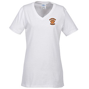 Port Classic 5.4 oz. V-Neck T-Shirt - Ladies' - White - Embroidered Main Image