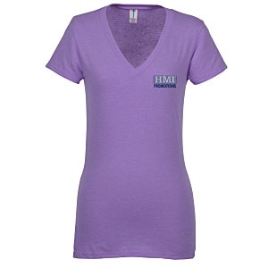 4.3 oz. Ringspun Cotton V-Neck T-Shirt - Ladies' - Embroidered Main Image