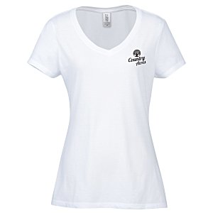 Optimal Tri-Blend V-Neck T-Shirt - Ladies' - White - Screen Main Image