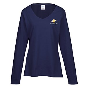 Team Favorite 4.5 oz. V-Neck Long Sleeve T-Shirt - Ladies' - Embroidered Main Image
