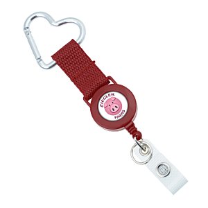 Heart Carabiner Retractable Badge Holder with Wire Cord Main Image