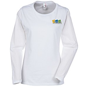 Anvil Ringspun 4.5 oz. LS T-Shirt - Ladies' - White - Embroidered Main Image