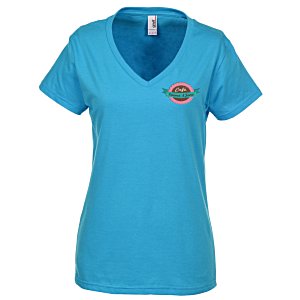 Anvil Ringspun 4.5 oz. V-Neck T-Shirt - Ladies' - Colors - Embroidered Main Image