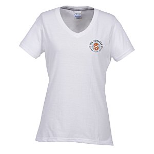 Principle Performance Blend Ladies' V-Neck T-Shirt - White - Embroidered Main Image