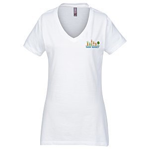 Perfect Weight V-Neck Tee - Ladies' - White - Embroidered Main Image