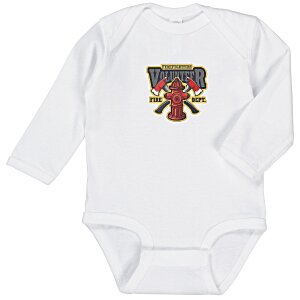 Rabbit Skins Infant Long Sleeve Onesie - White - Embroidered Main Image