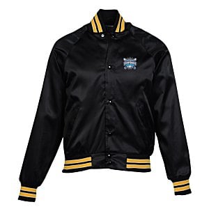 Satin Baseball Flannel Lined Jacket Main Image