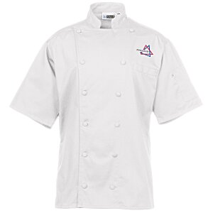 Twelve Cloth Button Short Sleeve Chef Coat with Mesh Back - 24 hr Main Image