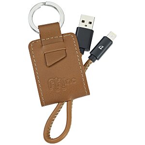 Nathan Leather Duo Charging Cable Keychain Main Image