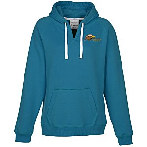 J. America Sueded V-Neck Hoodie - Ladies' - Embroidered Main Image