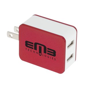 2 Port USB Folding Wall Charger - Metallic - 24 hr Main Image