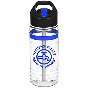 Clear Impact Banded Line Up Bottle with Two-Tone Flip Straw - 20 oz. Main Image