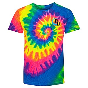 Tie-Dyed Multicolor Spiral -T-Shirt - Youth - Embroidered Main Image