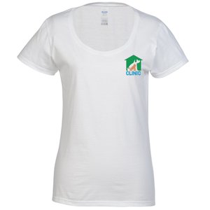 Gildan Softstyle Scoop Neck T-Shirt - Ladies' - White - Embroidered Main Image