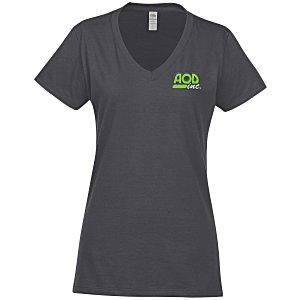 Fruit of the Loom Sofspun V-Neck T-Shirt - Ladies' - Colors - Embroidered Main Image