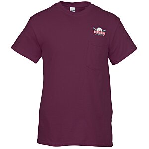 Gildan 5.3 oz. Cotton T-Shirt with Pocket - Men's - Embroidered - Colors Main Image