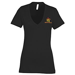 Bella+Canvas Jersey Deep V-Neck T-Shirt - Ladies' - Embroidered Main Image