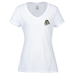 Optimal Tri-Blend V-Neck T-Shirt - Ladies' - White - Embroidered Main Image