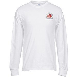 Soft Spun Cotton Long Sleeve T-Shirt - White - Embroidered Main Image
