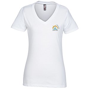 Perfect Blend V-Neck Tee - Ladies' - White - Embroidered Main Image