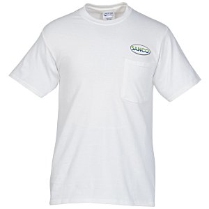 Port 50/50 Blend Pocket T-Shirt - White - Embroidered Main Image