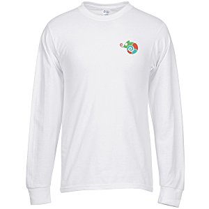 Port 50/50 Blend Long Sleeve T-Shirt - White - Embroidered Main Image
