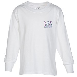 Port Classic 5.4 oz. Long Sleeve T-Shirt - Youth - White - Embroidered Main Image