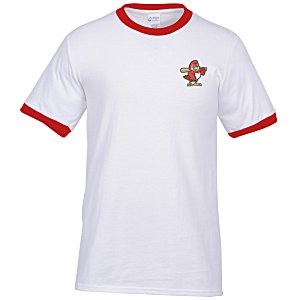 Classic Ringer T-Shirt - White - Embroidered Main Image