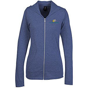 Anvil Tri-Blend Full-Zip Hooded T-Shirt - Ladies' - Embroidered Main Image