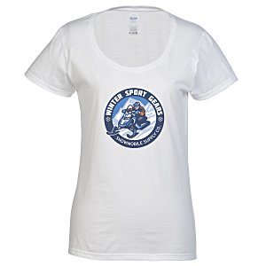Gildan Softstyle Scoop Neck T-Shirt - Ladies' - White - Full Color Main Image