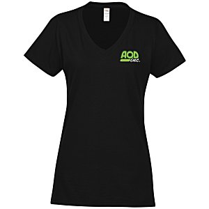 Fruit of the Loom Sofspun V-Neck T-Shirt - Ladies' - Colors - Embroidered - 24 hr Main Image