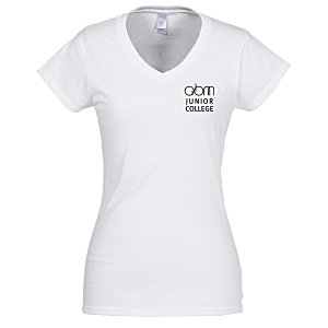 Gildan Softstyle V-Neck T-Shirt - Ladies' - White - Screen - 24 hr Main Image