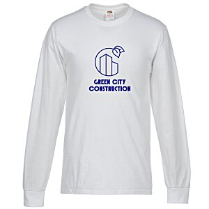 Fruit of the Loom Long Sleeve 100% Cotton T-Shirt - White - Screen - 24 hr Main Image