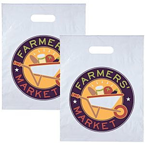 Recyclable Full Color Die Cut Handle Plastic Bag - 15" x 12" - 2 Side Imprint Main Image