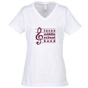 LAT Fine Jersey V-Neck T-Shirt - Ladies' - White Main Image