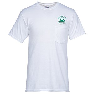 Jerzees Dri-Power 50/50 Pocket T-Shirt - Men's - White Main Image