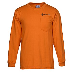 Bayside 5.4 oz. 50/50 Long Sleeve Pocket T-Shirt Main Image