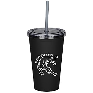 Matte Rubberized Tumbler with Straw - 16 oz. - 24 hr Main Image