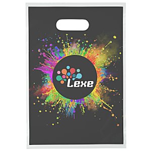 Recyclable Full Color Die Cut Handle Plastic Bag - 13" x 9" - Clear Main Image