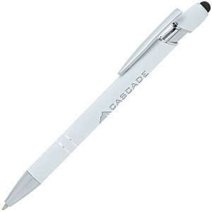 Incline Soft Touch Stylus Metal Pen - White - 24 hr Main Image