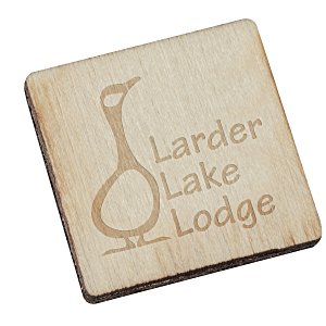 Wood Lapel Pin - Square - Laser Engraved Main Image