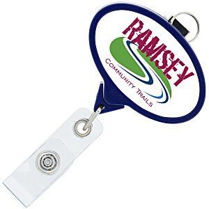 Retractable Badge Holder with Lanyard Attachment - Oval - Label Main Image
